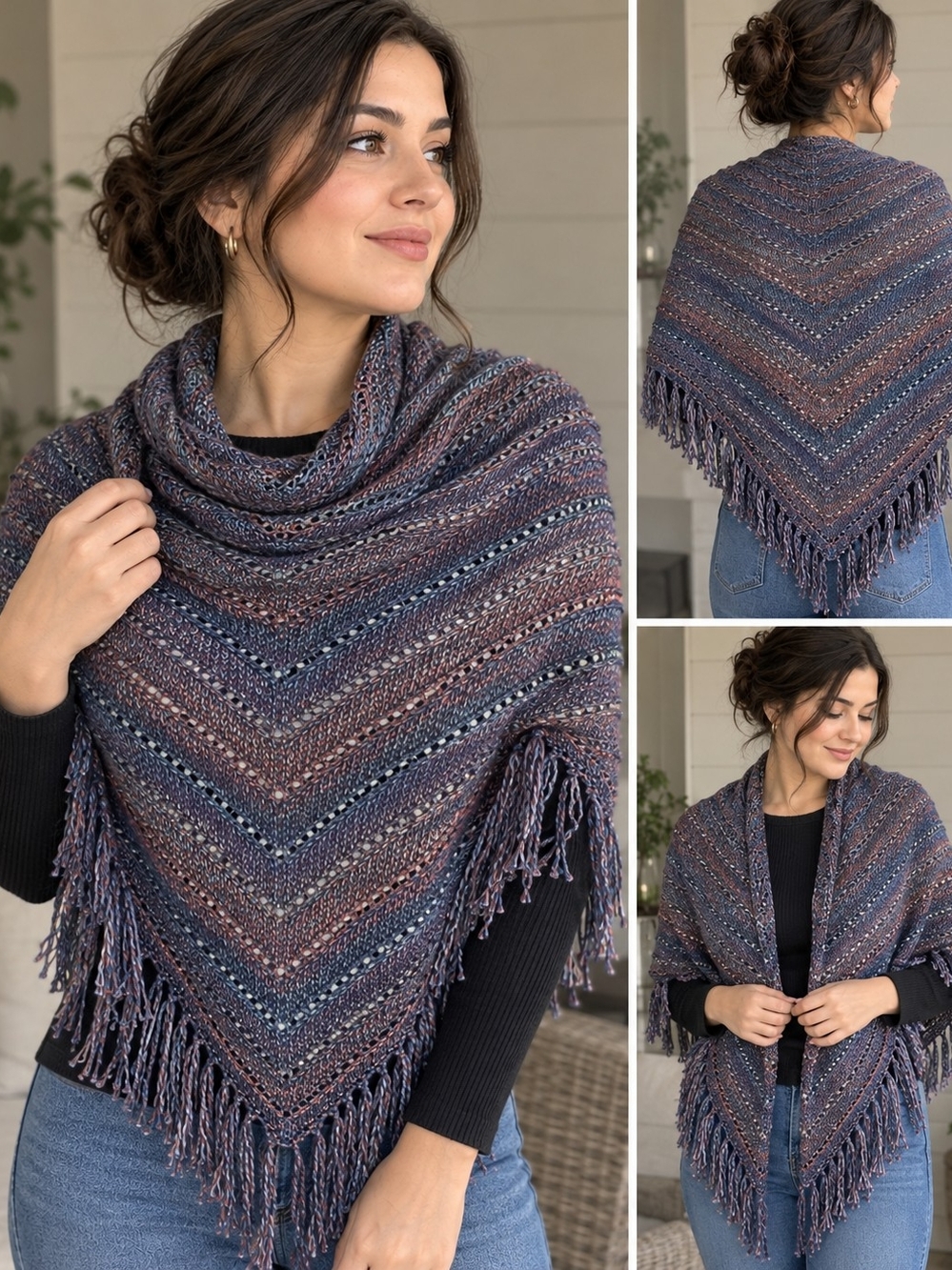 Handmade Multicolor Fringe Shawl Wrap - Brand Unspecified
